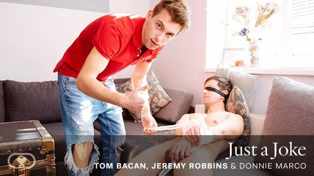 Donnie Marco and Jeremy Robbins engage in anal and blowjob scenes in a VR POV setting with Tom Bacan in 60 FPS.