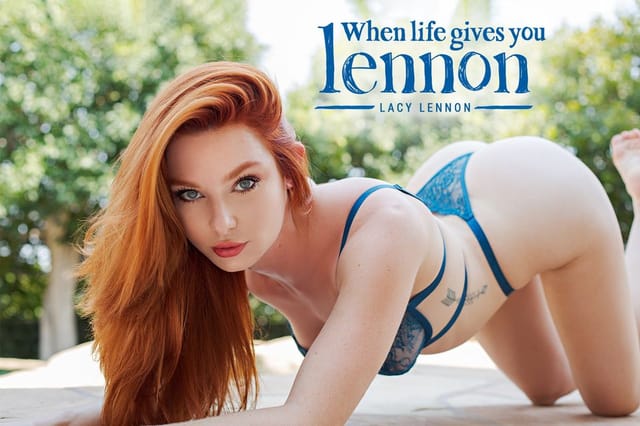Lacy Lennon performs a POV blowjob in 4K VR with 60 FPS passthrough for immersive adult content.