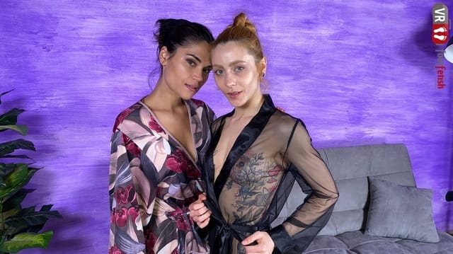 Chiara and Stella massage each other's feet with oil in a 4K VR fetish scene