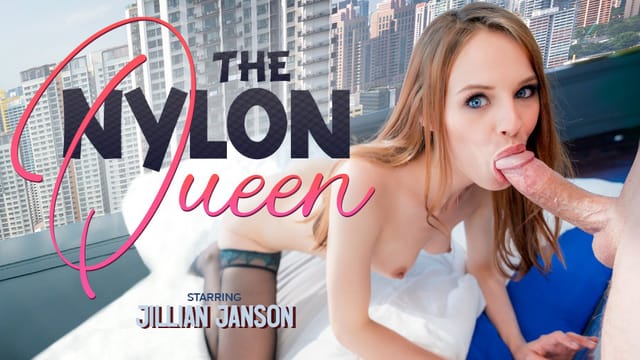Jillian Janson performs a POV blowjob in a VR Conk 4K production, featuring 60 FPS footage and a premium adult VR experience.
