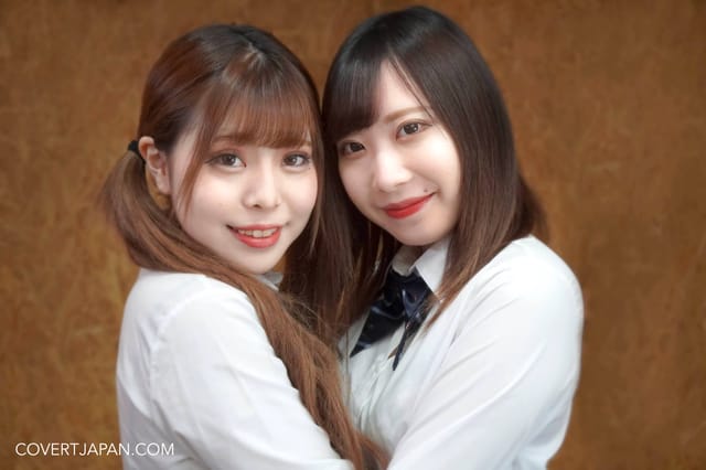 Misa and Miriya perform group sex and oral sex in cosplay for a CovertJapan POV VR video with 60fps playback.