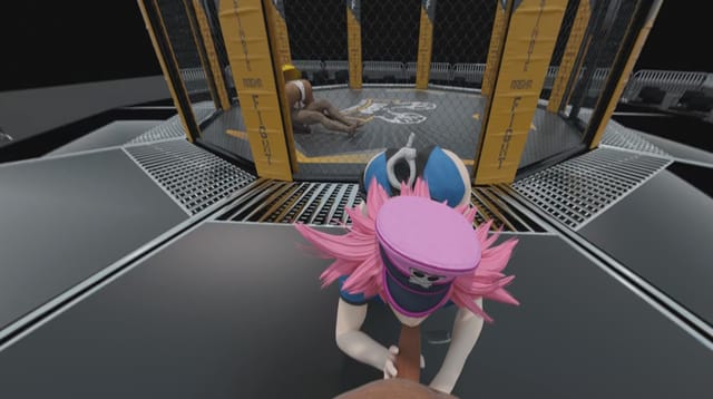 CGI 3D cartoon character in 360 degree VR experience rendered in 4K resolution for immersive adult viewing.
