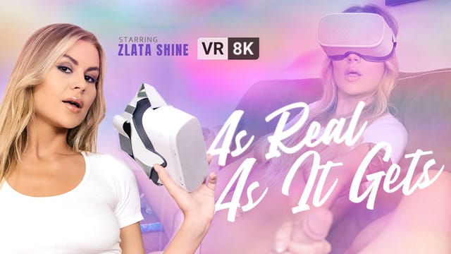 Zlata Shine performs a POV blowjob in a VR Conk 4K virtual sex scene filmed at 60 frames per second for immersive realism