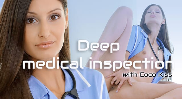 Coco Kiss performs a solo medical inspection in German VR non POV 60fps production