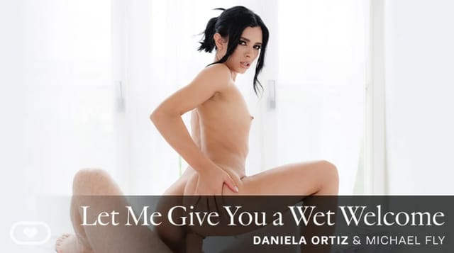 Brunette Daniela Ortiz receives a wet welcome through a 4K VR blowjob and massage in a premium 60 FPS production.