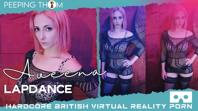 British model Aveena performs a lap dance in 4K 60fps VR production by Peeping Thom featuring premium passthrough visuals.