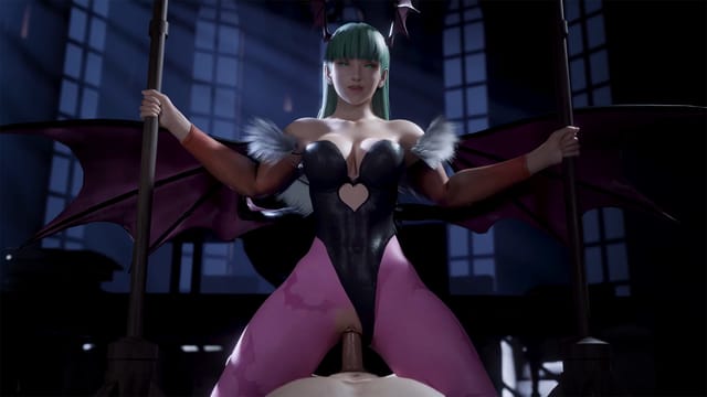 Morrigan Aensland performs in this 4K VR POV scene set within a castle interior, featuring 60 FPS and 180 degree views.
