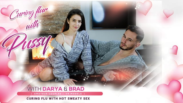 Brunette Darya performs oral sex on Brad in a VRStars 4K 60 FPS POV scene filmed in 6K resolution.