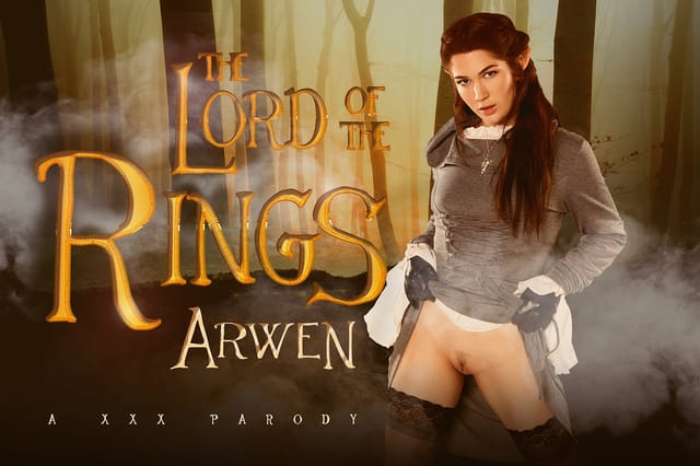 Evelyn Claire as Arwen gives a POV blowjob in a Lord of the Rings cosplay setting within an 8K VR experience.