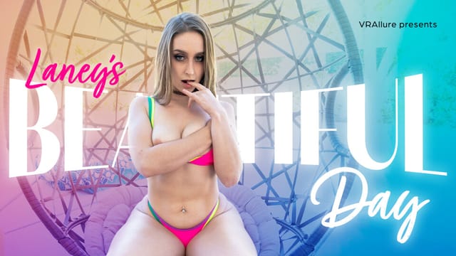 Laney Grey poses outdoors in a solo non POV VR video featuring 4K resolution and 60 FPS playback.