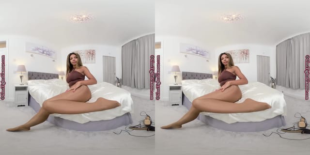 Jay Lazy Days in copper coloured glossy tights Jay Gray GlossTightsGlamourVR — photo 8