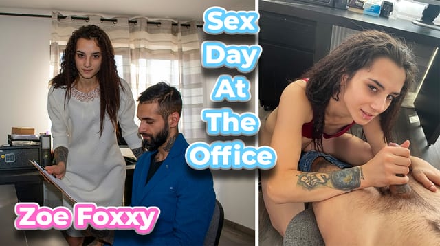 Zoe Foxxy performs a POV blowjob and kisses her partner in an office setting during this 60 FPS VRStars adult video.