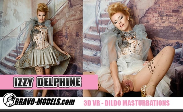 Izzy Delphine performs in a solo European VR scene filmed in 4K 180 degrees without point of view perspective.
