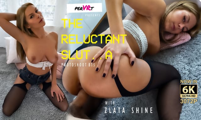 Zlata Shine performs a blowjob during a behind the scenes photoshoot in a non POV 4K VR video by perVRt