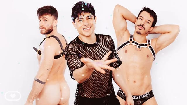 Ken Summers, Manuel Reyes, and Jonathan Miranda perform anal in a gay VR POV scene filmed at 60 FPS with premium production quality.