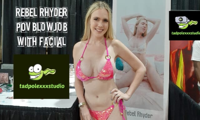 Rebel Rhyder performs a POV blowjob for the camera and delivers a facial in this 4K VR video by TadPoleXXXStudio