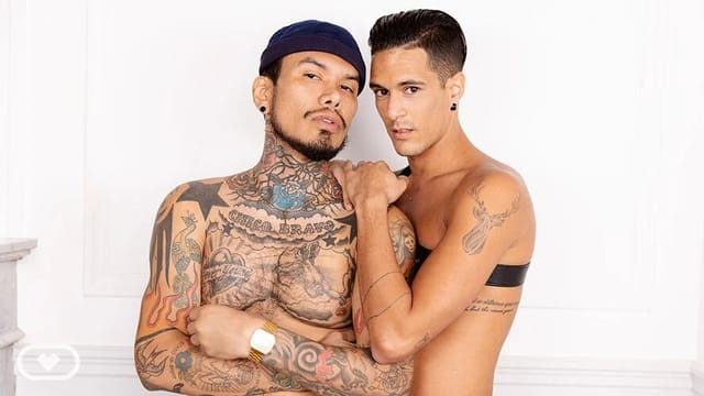Pablo Bravo and Ray Crosswell in a gay anal POV dance training VR scene filmed in 60 frames per second.