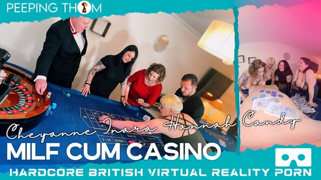 Inara Stark, Hannah Symonds and Cheyanne Rose perform a POV gangbang in a casino setting for this 60 FPS VR video.
