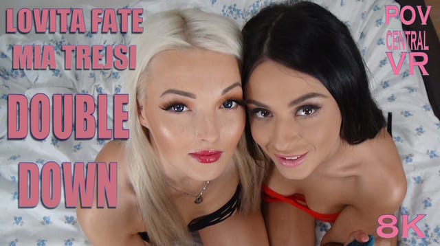 Lovita Fate and Mia Trejsi perform a double POV blowjob in 4K 60 FPS European VR production