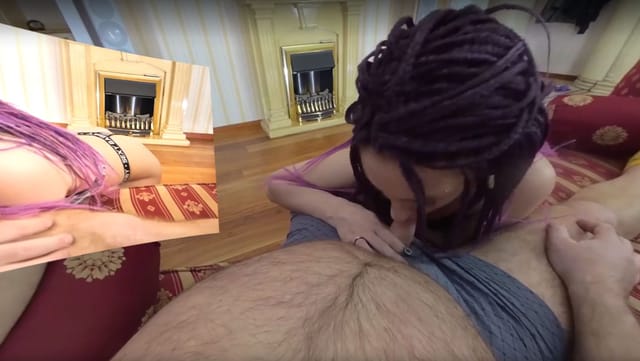 Sata Jones plays with toy on glamour sofa and fucked by producer VRXClouds — photo 3