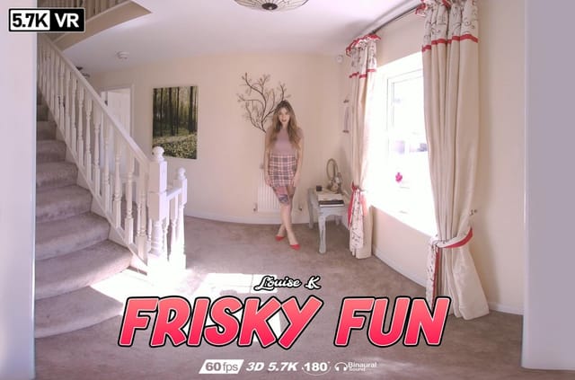 Brunette Louise K performs a solo non POV routine in 4K 60 FPS VR for ZexyVR