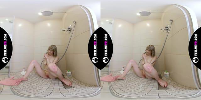 Vr180 video with busty teengirl Limona naked in the shower FeelmeVR — photo 4