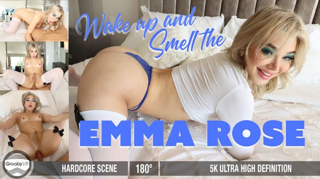 Emma Rose performs anal and blowjob acts in a VR POV scene featuring 4K quality and 60 FPS from GroobyVR.