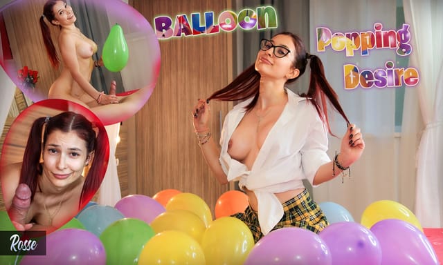 Rosse performs a POV blowjob in Balloon Popping Desire, a VRixxens 4K 60 FPS VR video with big tits.