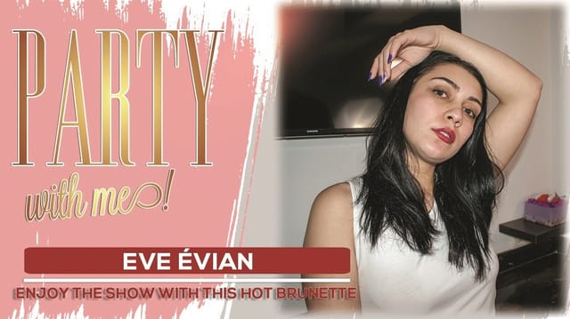 Eve Evian parties alone in a non POV 4K VR scene with 60 FPS quality and brunette styling.