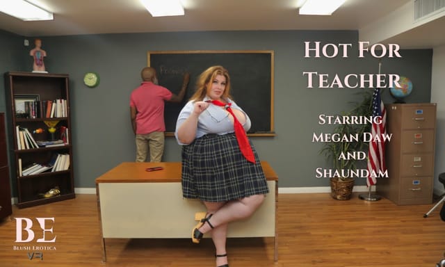 Megan Daw performs a blowjob and titty fuck in a teacher role for this premium BlushErotica VR POV video.