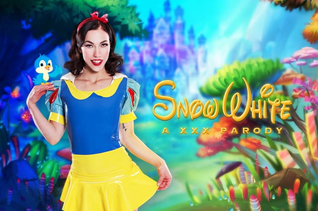 Brunette model Diana Grace in Snow White cosplay performs oral sex in 4K VR with 60 FPS passthrough rendering.