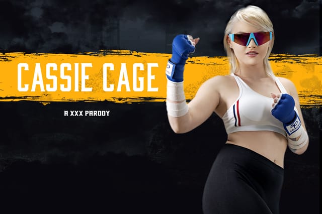 Zazie Skymm as Cassie Cage performs oral and anal acts in a Mortal Kombat cosplay setting filmed in VR POV 8K quality.
