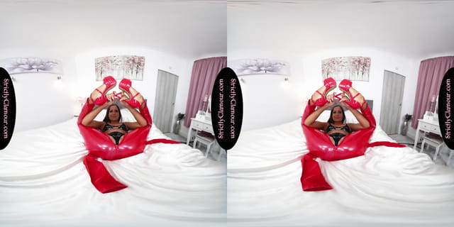 Lara Lee Red PVC Catsuit & Bull Whip StrictlyGlamourVR — photo 10