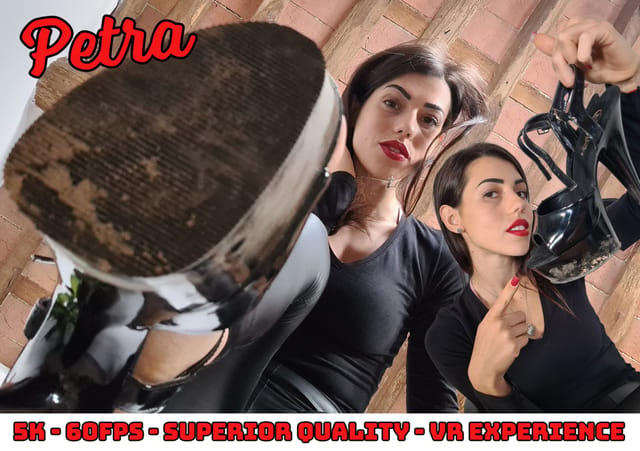 Petra poses in stilettos for a solo VR fetish scene filmed in 4K resolution with non POV camera angles and 60 frames per second.