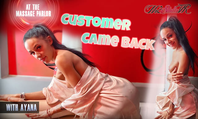 Ayana Silk performs a massage and blowjob in a parlor setting, filmed in 4K VR POV at 60 FPS.