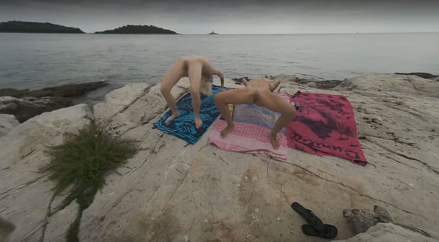 Vacation On Nude Beach With Ingrida And Miss Pussycat Smoking Eating Skinny Dipping Sun Bathing VRgoddess — photo 6