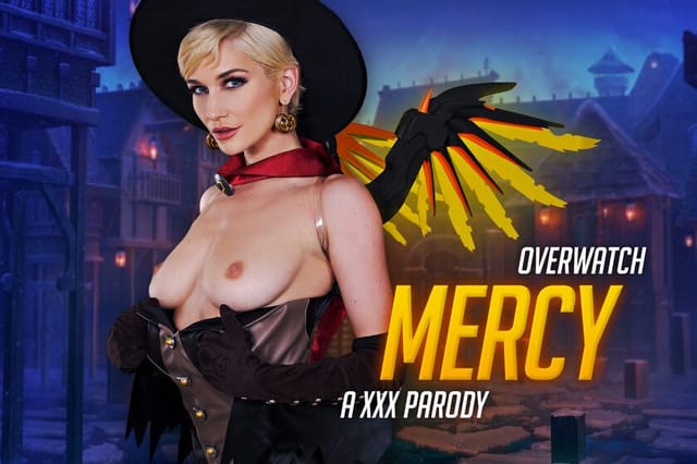Skye Blue as Overwatch Mercy performs a blowjob and titty fuck in a 60 FPS VR cosplay scene.