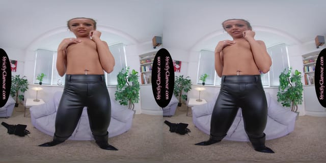 Lara Lee Black Leather Top & Skin Tight Trousers JOI StrictlyGlamourVR — photo 2