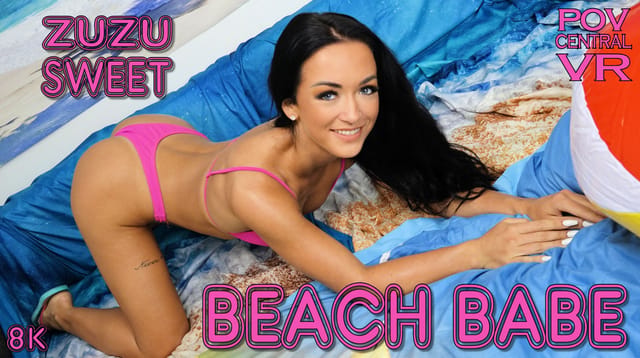 Zuzu Sweet performs a POV blowjob on the beach in 4K VR
