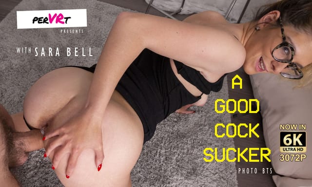 Sara Bell performs oral sex in a VR scene captured in 4K resolution with non-pov camera angles and 60fps smoothness.