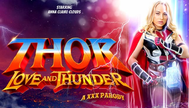 Anna Claire Clouds in cosplay performs a POV blowjob in a Thor: Love and Thunder parody video produced in 4K VR by VR Conk