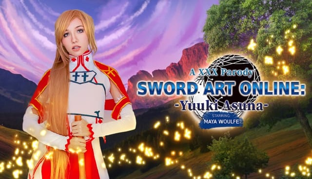 Maya Woulfe in Yuuki Asuna cosplay performs a POV blowjob in 4K VR