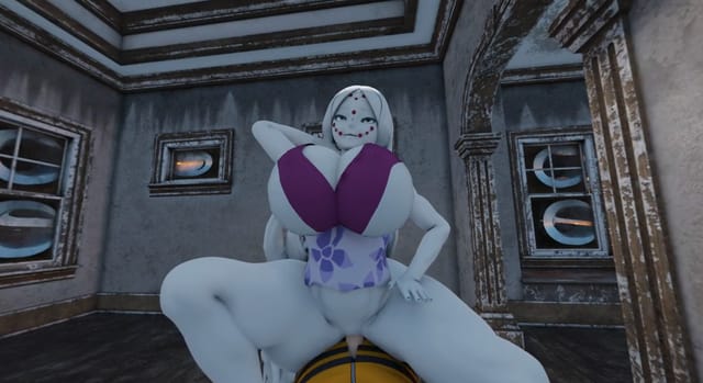 CGI anime spider girl performs cowgirl sex in Demon Slayer parody VR video with 4K resolution and virtual reality effects.