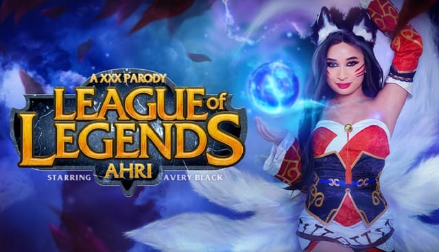 Avery Black cosplaying Ahri performs a POV blowjob outdoors in VR Conk 60 FPS interracial content