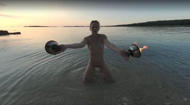 Special Fire Dancing Naked On Sunset Beach Extra Long And Hot With Redhead Lea On Vacation VRgoddess — photo 4