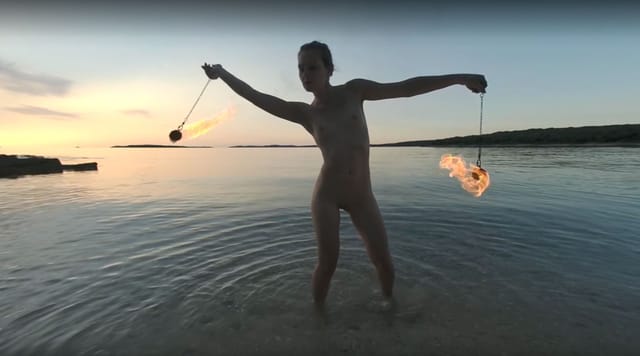 Special Fire Dancing Naked On Sunset Beach Extra Long And Hot With Redhead Lea On Vacation VRgoddess — photo 3