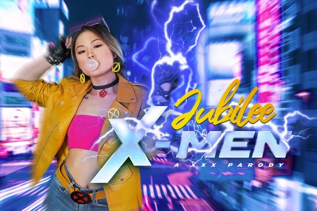 Lulu Chu as Jubilee performs oral sex in cosplay while filming 4K VR content at 60 frames per second.
