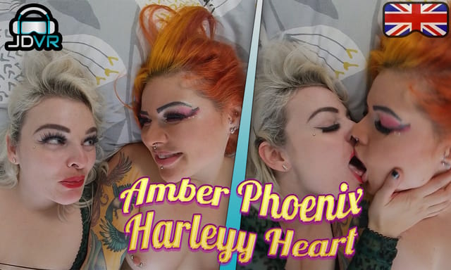 Amber Phoenix and Harleyy Heart climax in a POV VR scene filmed in 4K at 60 FPS by JimmyDraws.