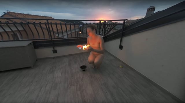 Ginger Babe Lea On Vacation Sunset Fire Dancing Hot Masturbation Fire Crotch Playing With Fire VRgoddess — photo 10