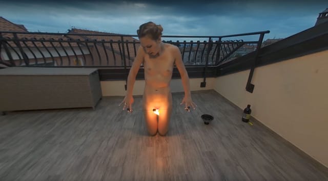 Ginger Babe Lea On Vacation Sunset Fire Dancing Hot Masturbation Fire Crotch Playing With Fire VRgoddess — photo 4